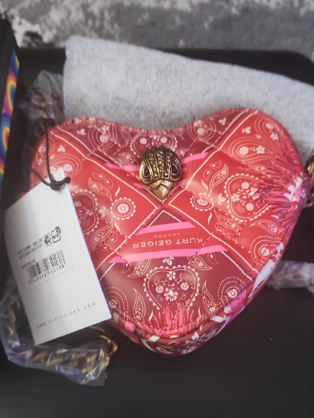 Kurt Geiger Pink Bandana Heart Crossbody Bag